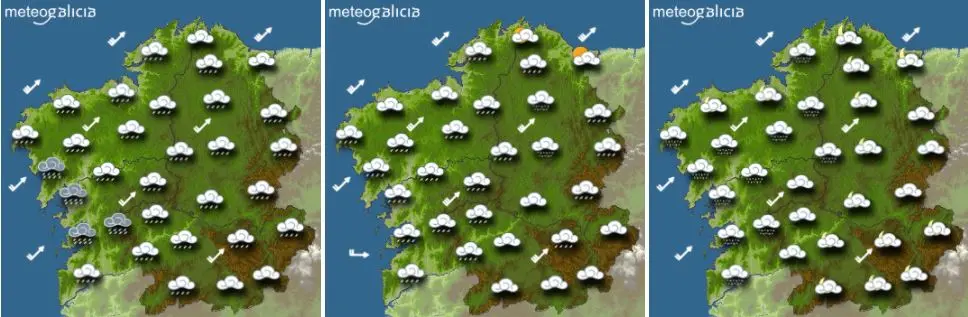 Mapa de la previsión del tiempo para este domingo. METEOGALICIA