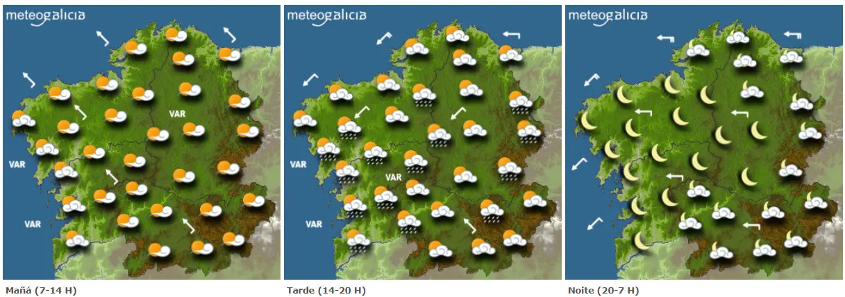 Mapa con la previsión de Meteogalicia