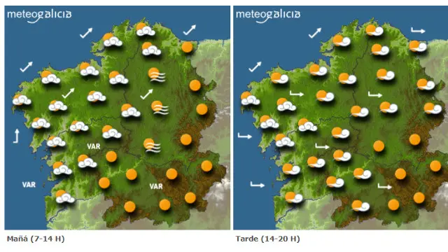 Mapa coa previsión de Meteogalicia. EP