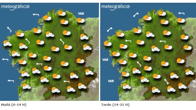 Mapa con la previsi&oacute;n de Meteogalicia. EP