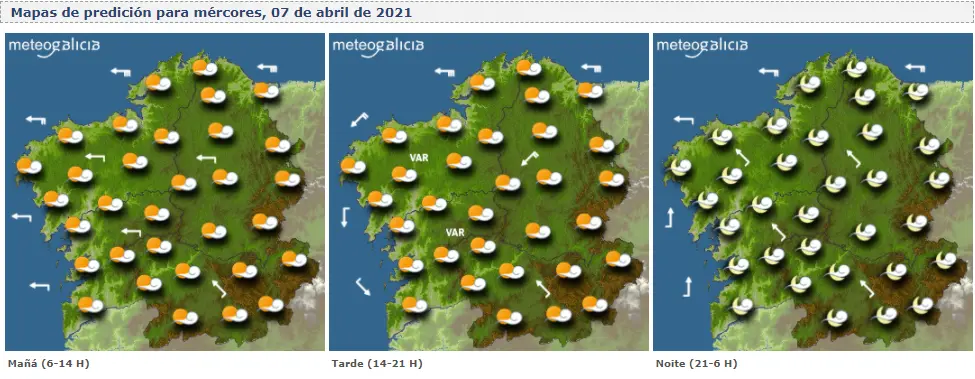 Mapas del tiempo para este miércoles. METEOGALICIA