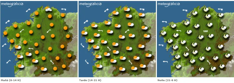Mapas del tiempo para este lunes. METEOGALICIA