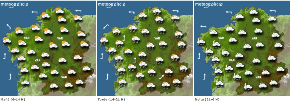 Mapas del tiempo para este miércoles. METEOGALICIA