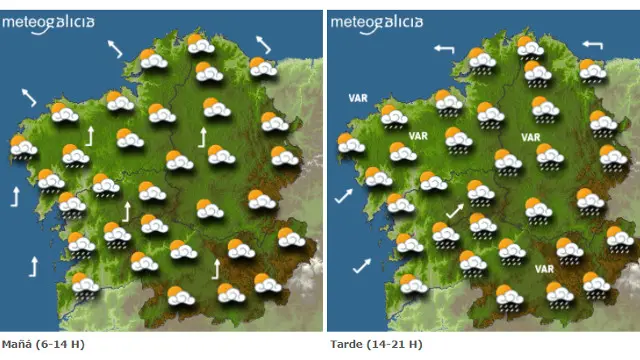 Mapa con la previsi&oacute;n de Meteogalicia