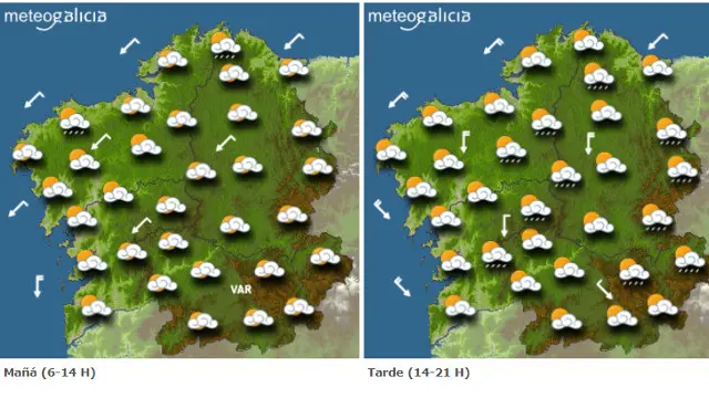 Mapa coa previsi&oacute;n de Meteogalicia