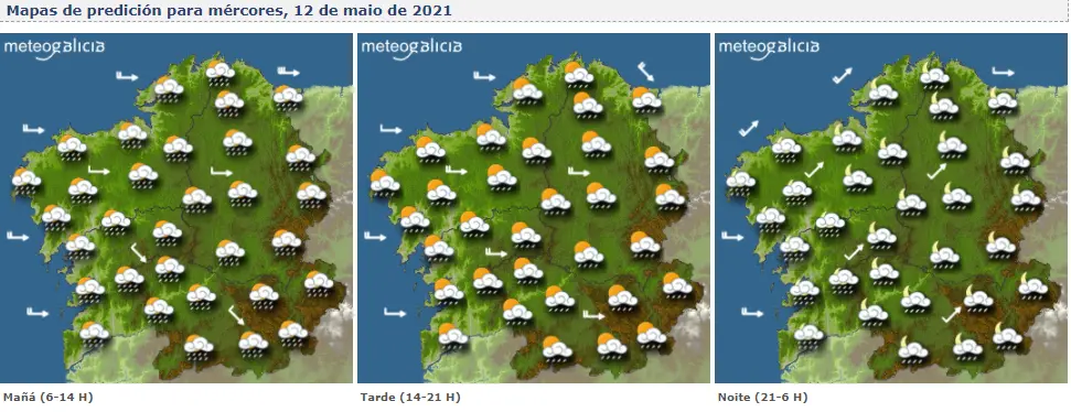 Mapas del tiempo en Galicia para este mi&eacute;rcoles. METEOGALICIA