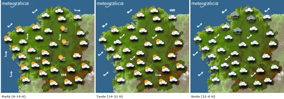 Mapas del tiempo de Galicia para este viernes. METEOGALICIA