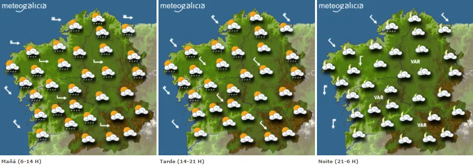 Mapas del tiempo para este lunes. METEOGALICIA
