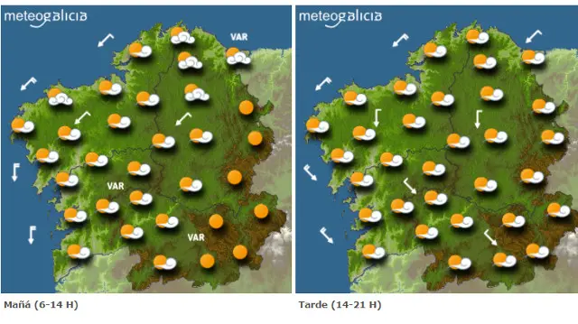 Mapa con la previsi&oacute;n de Meteogalicia. EP