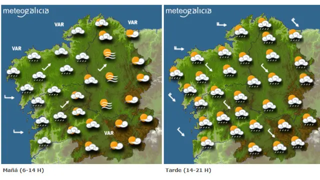 Mapa con la previsi&oacute;n de Meteogalicia