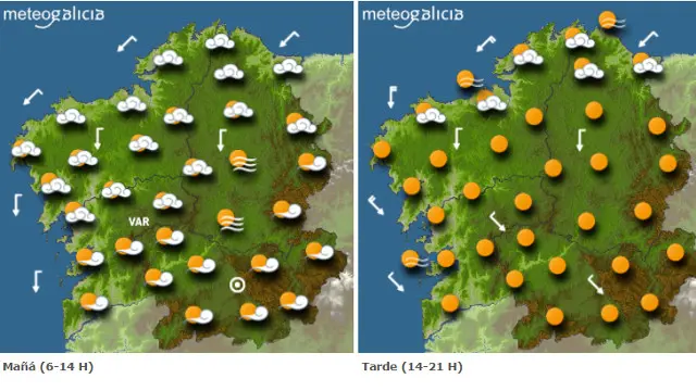 Mapa con la previsi&oacute;n de Meteogalicia. EP