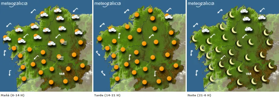 Mapas del tiempo para este mi&eacute;rcoles. METEOGALICIA