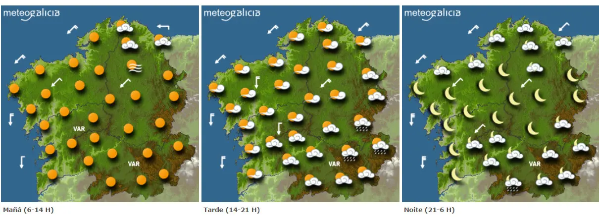 Mapa con la previsi&oacute;n de Meteogalicia. EP