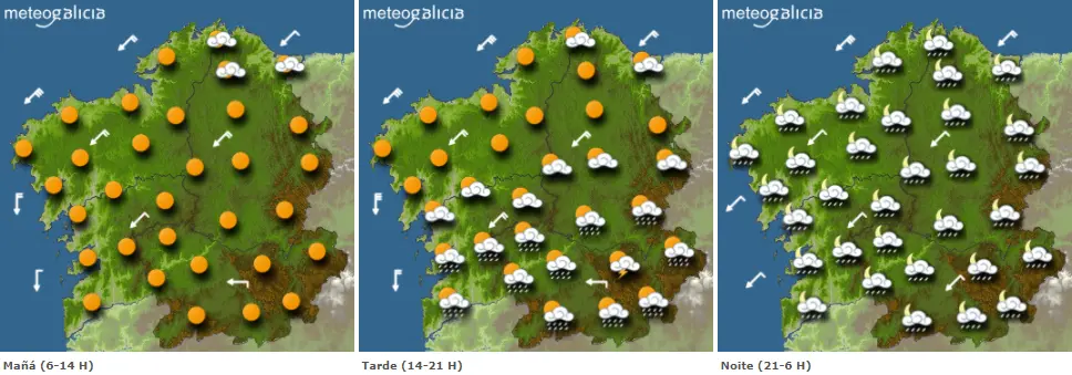 Mapas del tiempo para este s&aacute;bado en Galicia. METEOGALICIA