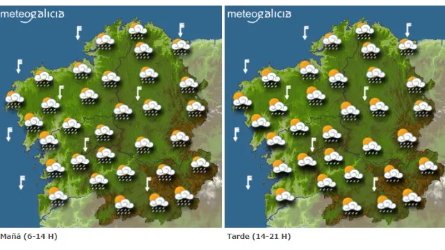 Mapa con la previsi&oacute;n del tiempo. METEOGALICIA