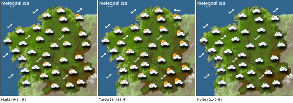 Mapas del tiempo de Galicia para este sábado. METEOGALICIA