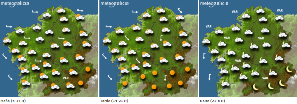 Mapas del tiempo en Galicia para este martes. METEOGALICIA
