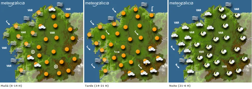 Mapas del tiempo para este martes en Galicia. METEOGALICIA