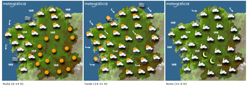 Mapa del tiempo en Galicia para el jueves. METEOGALICIA