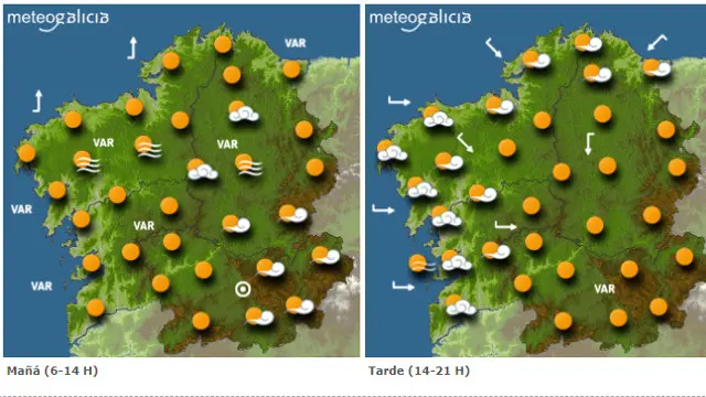 Mapa coa previsión de Meteogalicia. EP