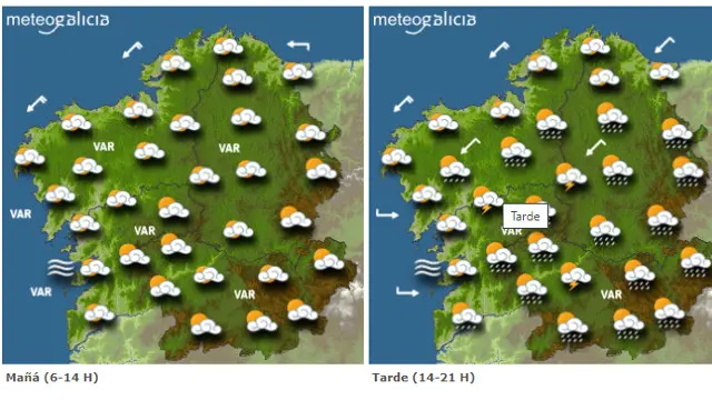 Mapa con la previsión de Meteogalicia. EP