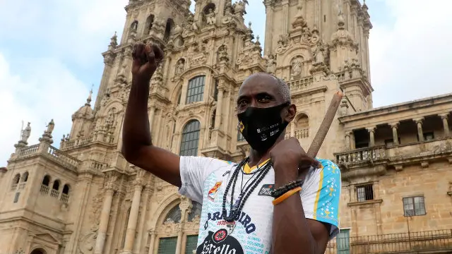 Craig Hodges, na Praza do Obradoiro, en Santiago de Compostela. XOÁN REY (Efe)