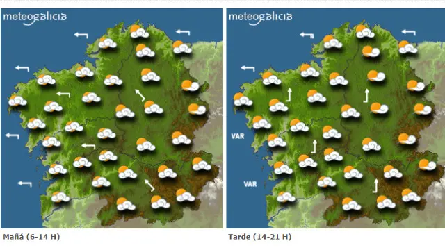 Mapa con la previsión de Meteogalicia