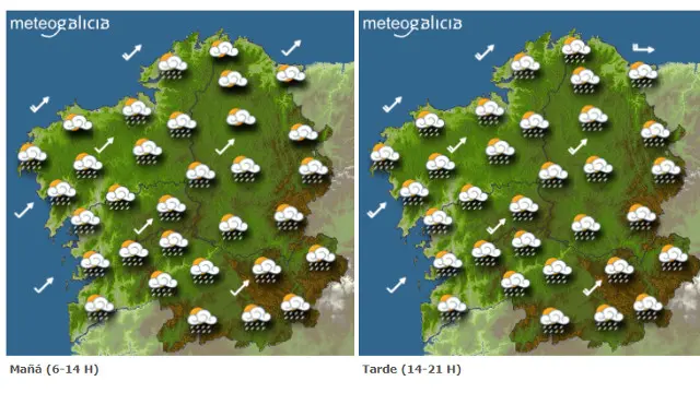Mapa con la previsión de Meteogalicia. EP