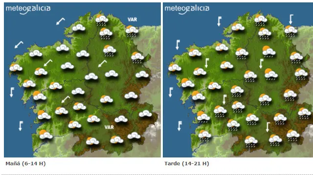Mapa con la previsión de Meteogalicia. EP