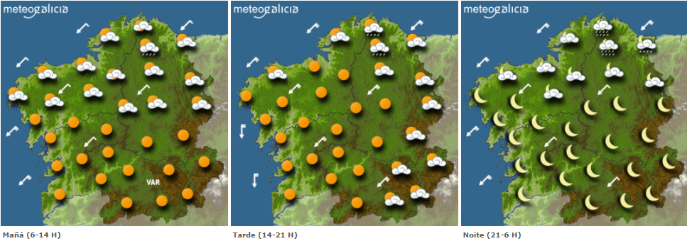 Mapas del tiempo para este martes en Galicia. METEOGALICIA