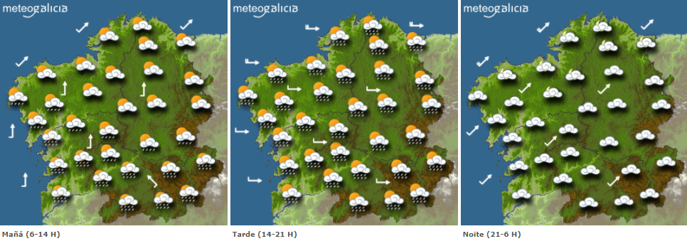 Mapas del tiempo para Galicia de este sábado. METEOGALICIA