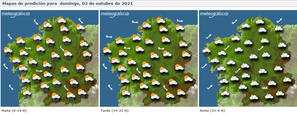 Mapas del tiempo para este domingo en Galicia. METEOGALICIA