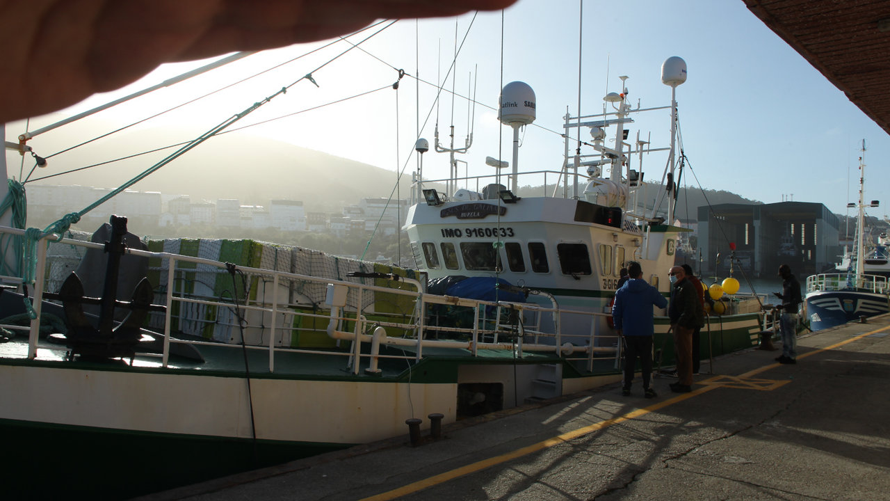Un pincheiro en el muelle del Puerto de Burela. AEP