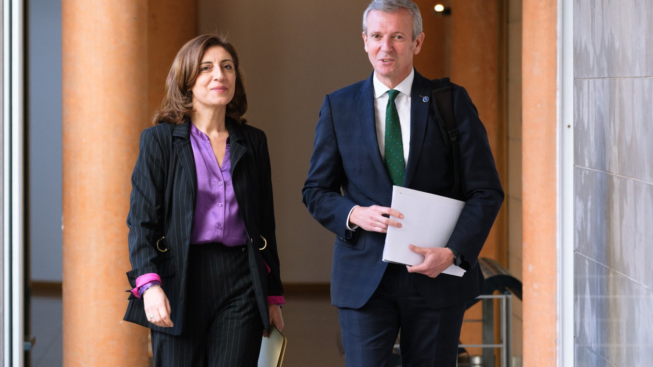 Ángeles Vázquez y Alfonso Rueda, tras la reunión del Consello.Europa Press
