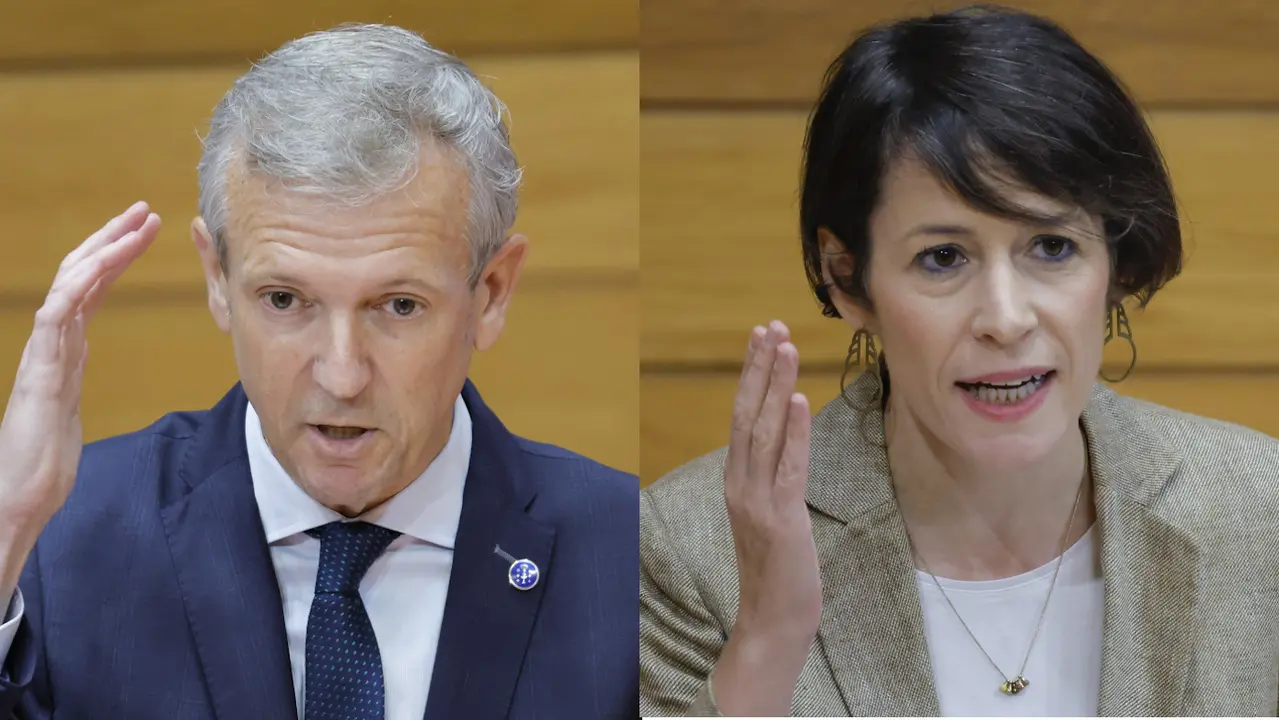 Alfonso Rueda y Ana Pontón, en la sesión de control. LAVANDEIRA JR. (EFE)