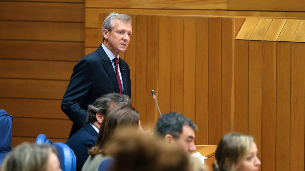 Alfonso Rueda en el Parlamento gallego. EP