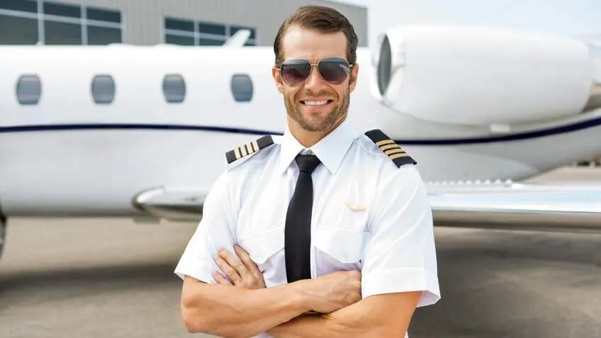 Confident Pilot In Front Of Private Jet