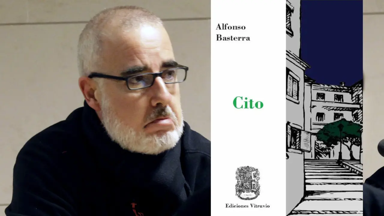 Alfonso Basterra y la portada de su novela. EP