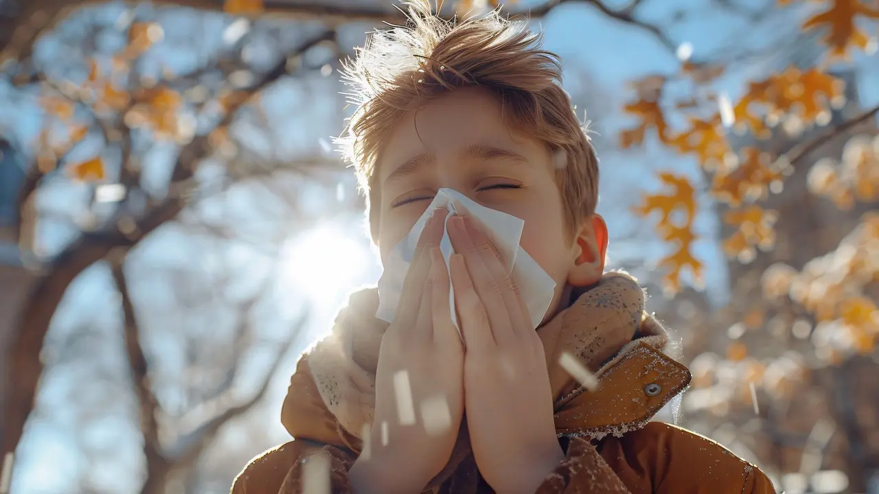 Un niño con alergia en un parque. FREEPICK