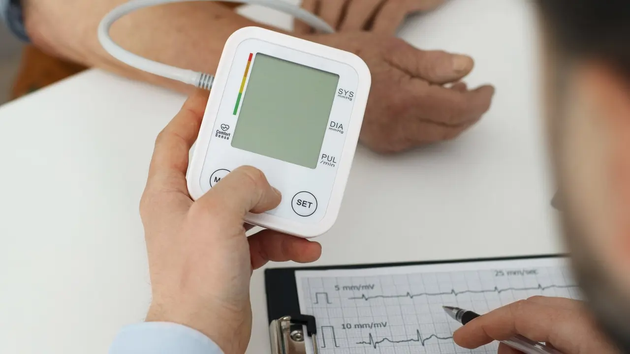 Un médico mide la tensión arterial de un paciente. FREEPIK