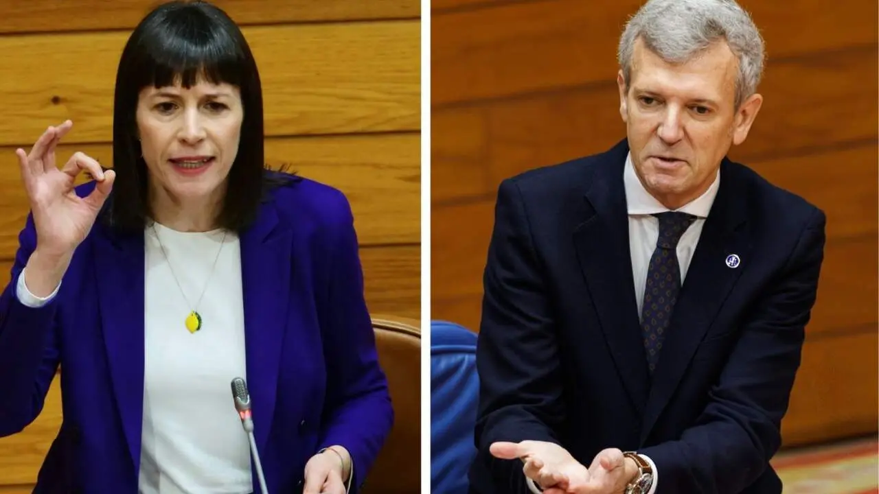 Ana Pont&oacute;n y Alfonso Rueda, en el Parlamento. BNG/DAVID CABEZ&Oacute;N