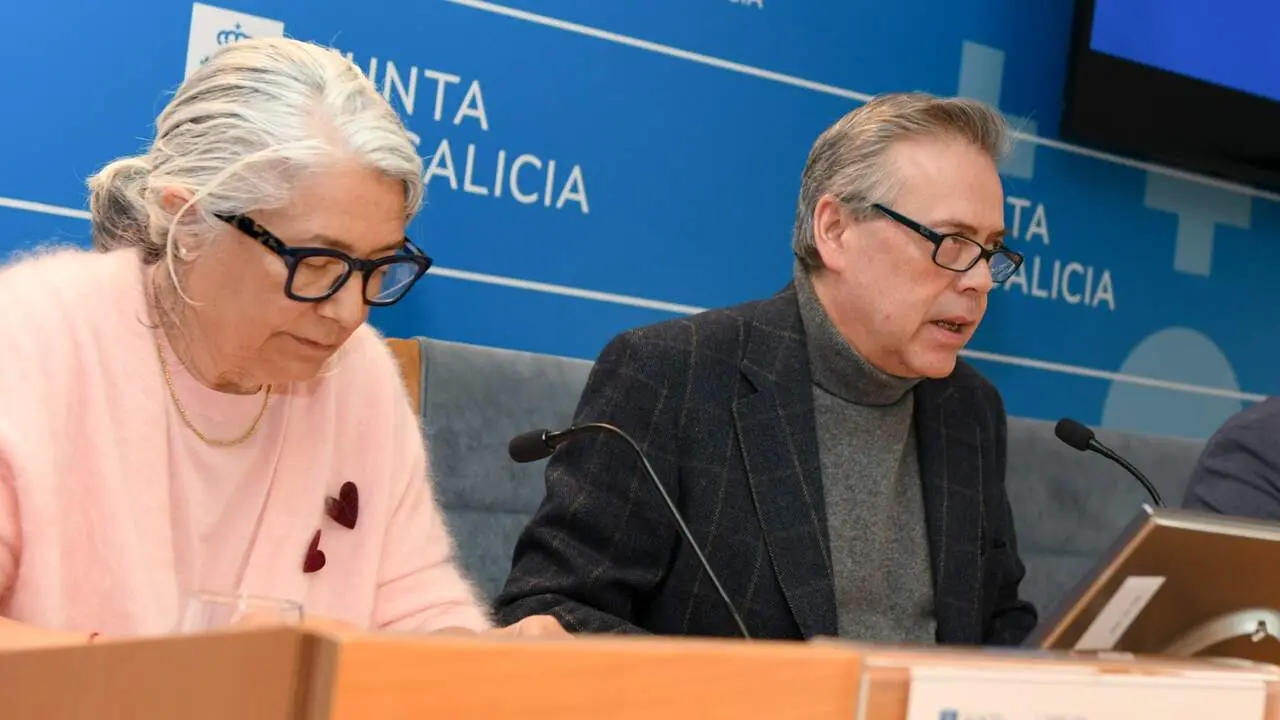 Mar&iacute;a del Mar Pousa, directora general de recursos humanos del Sergas, y Antonio G&oacute;mez Caama&ntilde;o, conselleiro de Sanidade. EP