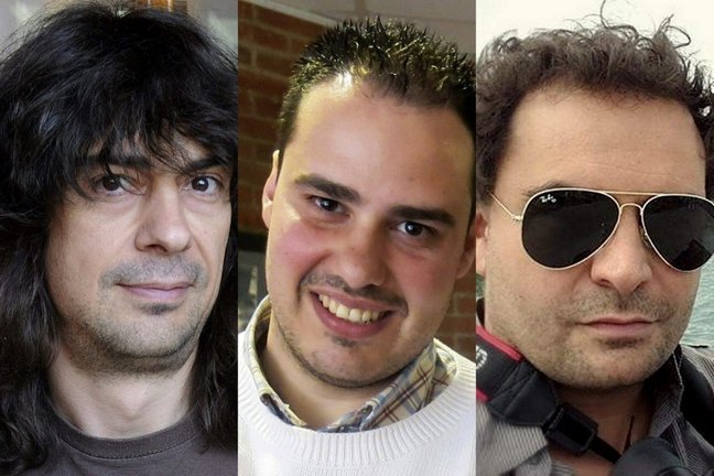 Los tres periodistas desaparecidos: de izquierda a derecha, José Manuel López, Antonio Pampliega y Ángel Sastre