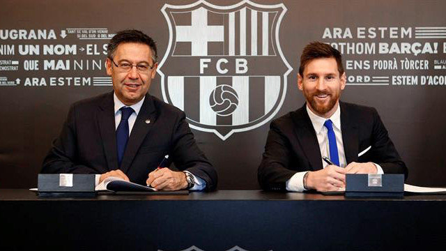 Bartomeu y Messi. EFE
