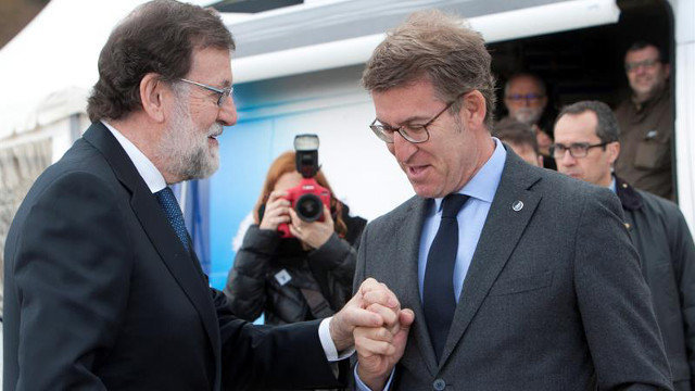 Rajoy, Feijóo y de la Serna visitan obras de la A-57 en Pontevedra. SALVADOR SAS