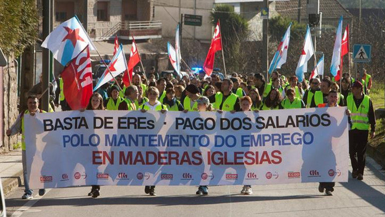 Protesta de la plantilla de Maderas Iglesias. SALVADOR SAS (EFE)