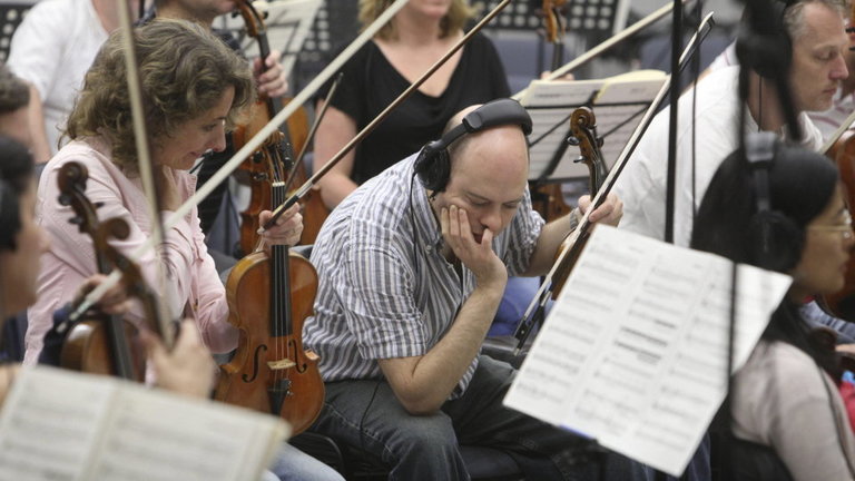Miembros de la Orquesta Sinfónica de Galicia, durante un ensayo. AEP