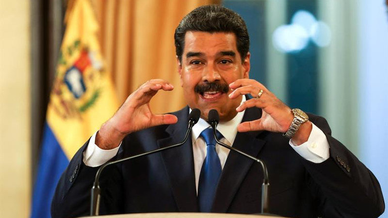 Nicolás Maduro, en una rueda de prensa este viernes en el Palacio de Miraflores. EFE