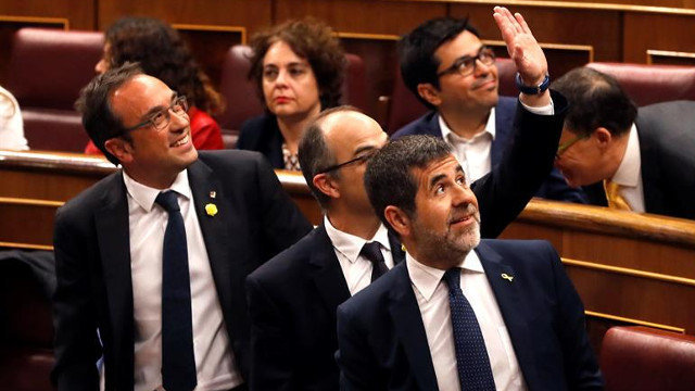 Diputados catalanes presos en el Congreso. BALLESTEROS (EFE)