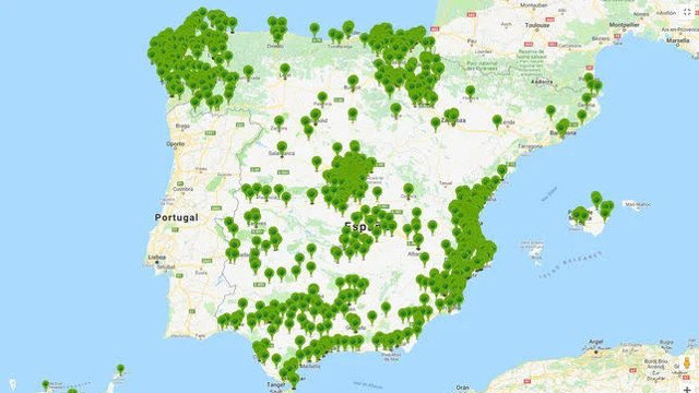 Localizaciones de los espacios de juego de la empresa Codere en España. TWITTER
